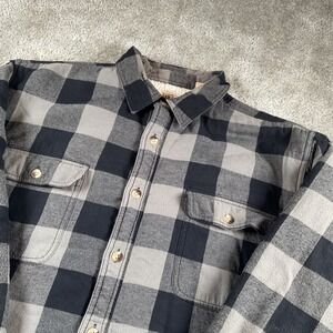 Red Head Brand Co. Gray Black Plaid Sherpa‎ Lined Flannel Shirt XL